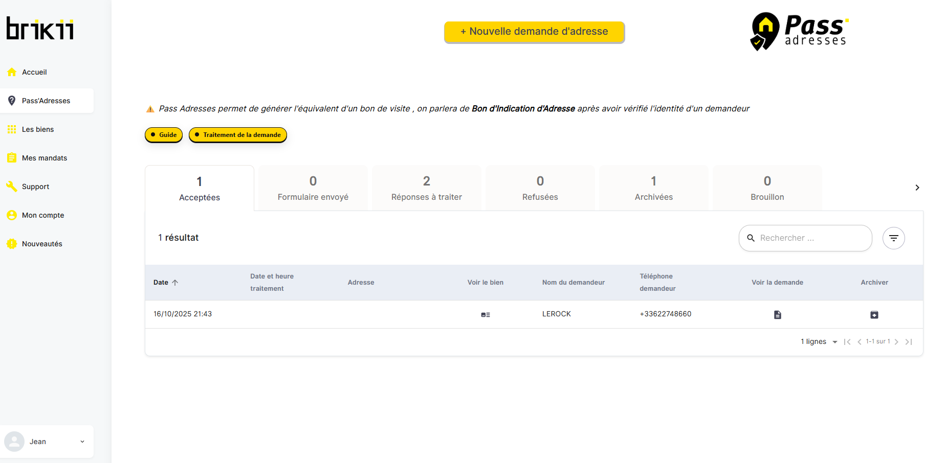 Capture d’écran de Pass’Adresses
